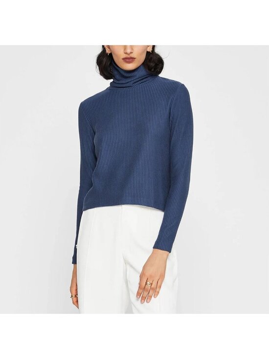 Club Monaco Sweaters - Club Monaco Size S Navy Blue Meredy Rib Knit Long Sleeve Turtleneck Sweater Top
